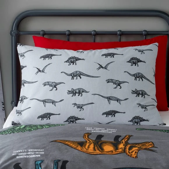 Dunelm Dinosaur Friends Grey 100% Cotton Duvet Cover and Pillowcase Set Reversible, Duvet Cover Sets, Printed 6 Dunelm Dinosaur Friends Grey 100% Cotton Duvet Cover and Pillowcase Set Reversible, Duvet Cover Sets, Printed - Image 6