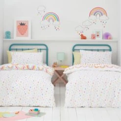 Dunelm Elements Rainbow Geometric 100% Cotton Duvet Cover and Pillowcase Twin Pack Set MultiColoured, Printed, Reversible -Eve Home And Furniture Shop 1000167424 alt01
