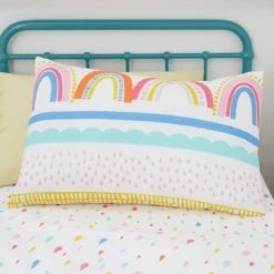 Dunelm Elements Rainbow Geometric 100% Cotton Duvet Cover and Pillowcase Twin Pack Set MultiColoured, Printed, Reversible -Eve Home And Furniture Shop 1000167424 alt05