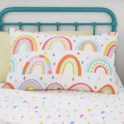 Dunelm Elements Rainbow Geometric 100% Cotton Duvet Cover and Pillowcase Twin Pack Set MultiColoured, Printed, Reversible -Eve Home And Furniture Shop 1000167424 alt06