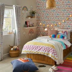 Dunelm Elements Rainbow Geometric 100% Cotton Duvet Cover and Pillowcase Twin Pack Set MultiColoured, Printed, Reversible -Eve Home And Furniture Shop 1000167424 alt07