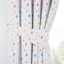 Dunelm Elements Rainbow Geometric 100% Cotton Blackout Eyelet Curtains MultiColoured, Printed -Eve Home And Furniture Shop 1000167426 alt01