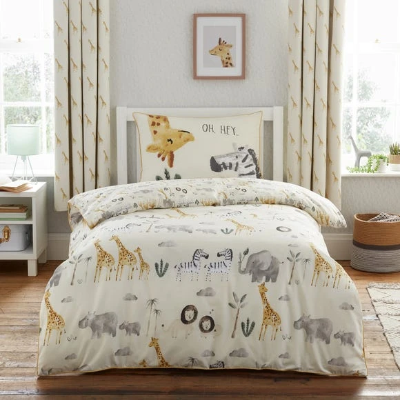 Dunelm Safari Natural 100% Cotton Single Duvet Cover and Pillowcase Set Retreat, Reversible, Boho 3 Dunelm Safari Natural 100% Cotton Single Duvet Cover and Pillowcase Set Retreat, Reversible, Boho - Image 3