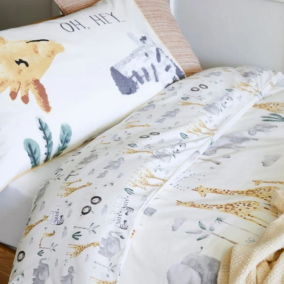 Dunelm Safari Natural 100% Cotton Single Duvet Cover and Pillowcase Set Retreat, Reversible, Boho 4 Dunelm Safari Natural 100% Cotton Single Duvet Cover and Pillowcase Set Retreat, Reversible, Boho - Image 4