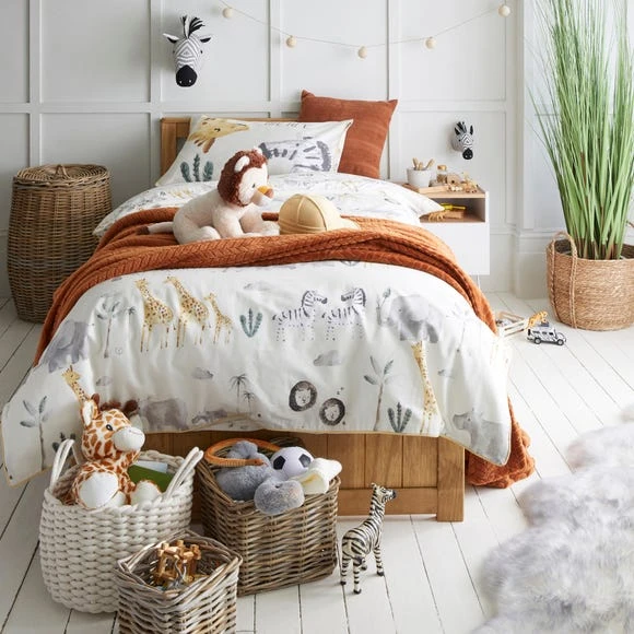 Dunelm Safari Natural 100% Cotton Single Duvet Cover and Pillowcase Set Retreat, Reversible, Boho 2 Dunelm Safari Natural 100% Cotton Single Duvet Cover and Pillowcase Set Retreat, Reversible, Boho - Image 2