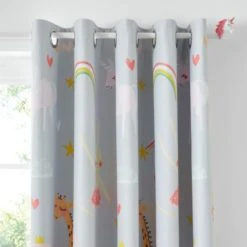 Dunelm Party Animals Grey Blackout Eyelet Curtains Polycotton, Printed -Eve Home And Furniture Shop 1000167448 alt01