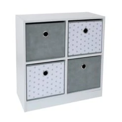 Lloyd Pascal Grey Star 4 Cube Storage Unit Storage Boxes, Wood -Eve Home And Furniture Shop 1000168414 alt01