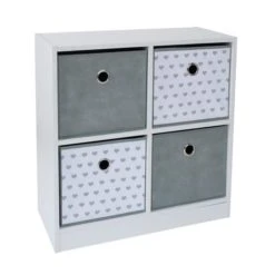 Lloyd Pascal Grey Heart 4 Cube Storage Unit Wood -Eve Home And Furniture Shop 1000168415 alt06