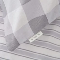 Bianca Cotton Bianca Check Stripe 100% Cotton Fitted Sheet Checked, Fitted Sheets -Eve Home And Furniture Shop 1000180310 alt01 1