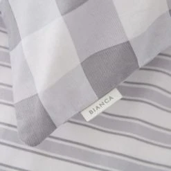 Bianca Cotton Bianca Check Stripe 100% Cotton Fitted Sheet Checked, Fitted Sheets -Eve Home And Furniture Shop 1000180310 alt02 1
