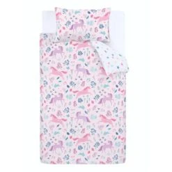 Bianca Cotton Bianca Woodland Unicorn And Stars 100% Cotton Duvet Cover and Pillowcase Set Duvet Cover Sets, Soft Pink, Reversible -Eve Home And Furniture Shop 1000180314 alt04
