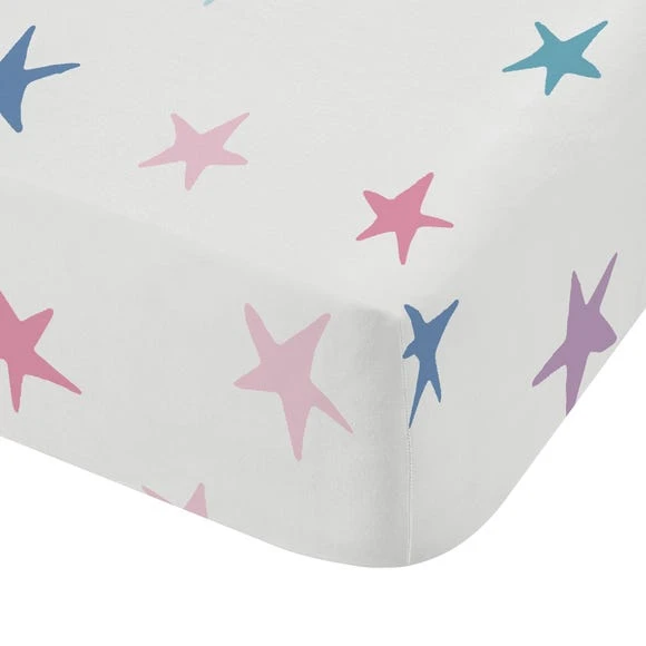Bianca Cotton Bianca Woodland Unicorn And Stars 100% Cotton Fitted Sheet Fitted Sheets, Soft Pink 2 Bianca Cotton Bianca Woodland Unicorn And Stars 100% Cotton Fitted Sheet Fitted Sheets, Soft Pink - Image 2