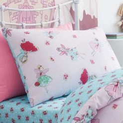 Catherine Lansfield Fairies Easy Care Fitted Sheet Fitted Sheets, Polycotton, Light Pink -Eve Home And Furniture Shop 1000180319 alt01
