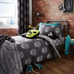 Catherine Lansfield Skulls Easy Care Double Fitted Sheet Fitted Sheets, Patterned, Polycotton -Eve Home And Furniture Shop 1000180329 alt03