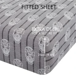 Catherine Lansfield Skulls Easy Care Double Fitted Sheet Fitted Sheets, Patterned, Polycotton -Eve Home And Furniture Shop 1000180329 alt04