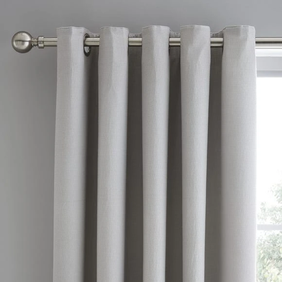 1000180793_alt01.jpg Dunelm Mini Waffle Grey Blackout Eyelet Curtains Plain, Light Grey, Cotton -Eve Home And Furniture Shop 1000180793 alt01
