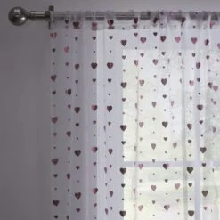 Dunelm Metallic Pink Hearts Voile Panel Voile Panels, Light Pink, Polyester 6 Dunelm Metallic Pink Hearts Voile Panel Voile Panels, Light Pink, Polyester -Eve Home And Furniture Shop 1000180798 alt01
