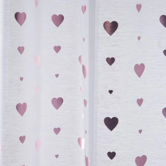 Dunelm Metallic Pink Hearts Voile Panel Voile Panels, Light Pink, Polyester 4 Dunelm Metallic Pink Hearts Voile Panel Voile Panels, Light Pink, Polyester - Image 4