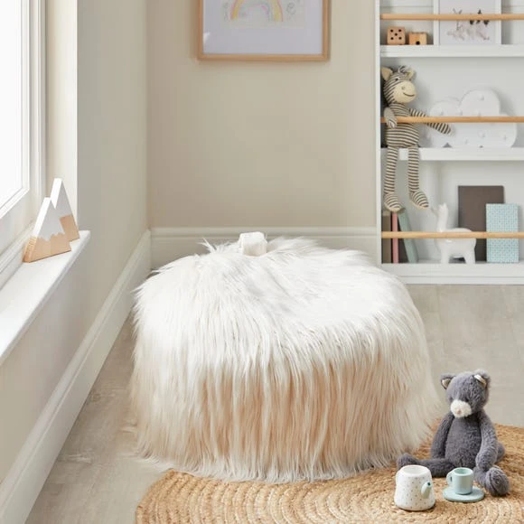 Dunelm Kids Skylar Ivory Mongolian Faux Fur Lounger Acrylic, Beanbags 2 Dunelm Kids Skylar Ivory Mongolian Faux Fur Lounger Acrylic, Beanbags - Image 2