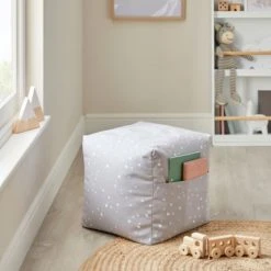 Dunelm Grey Stars Bean Cube Patterned, Beanbags, Cotton -Eve Home And Furniture Shop 1000180873 main