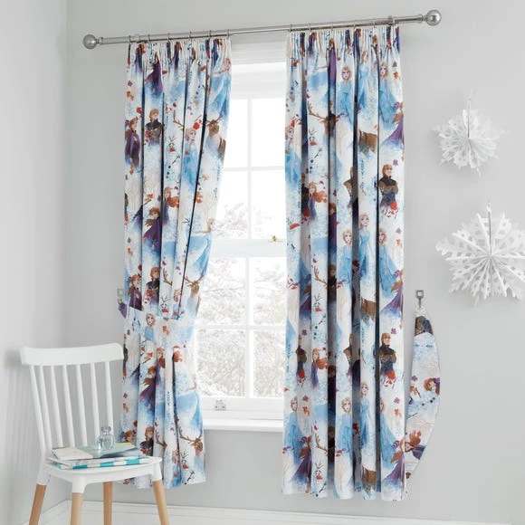 Disney Frozen 2 Blackout Pencil Pleat Curtains MultiColoured, Patterned, Polycotton 2 Disney Frozen 2 Blackout Pencil Pleat Curtains MultiColoured, Patterned, Polycotton - Image 2