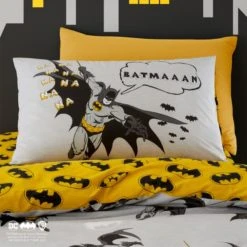 Batman Grey Reversible Glow in the Dark Duvet Cover and Pillowcase Set Kids, Polycotton, Dark Grey -Eve Home And Furniture Shop 1000182124 alt02