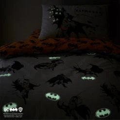 Batman Grey Reversible Glow in the Dark Duvet Cover and Pillowcase Set Kids, Polycotton, Dark Grey -Eve Home And Furniture Shop 1000182124 alt04