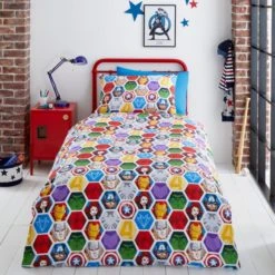 Disney Marvel Captain America Reversible Duvet Cover and Pillowcase Set Polycotton, Duvet Cover Sets, Patterned -Eve Home And Furniture Shop 1000182126 alt01