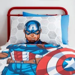 Disney Marvel Captain America Reversible Duvet Cover and Pillowcase Set Polycotton, Duvet Cover Sets, Patterned -Eve Home And Furniture Shop 1000182126 alt02