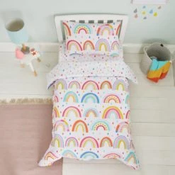 Elements Rainbow Reversible 100% Cotton Cot Bed / Toddler Duvet Cover and Pillowcase Set Patterned, Duvet Cover Sets 10 Elements Rainbow Reversible 100% Cotton Cot Bed / Toddler Duvet Cover and Pillowcase Set Patterned, Duvet Cover Sets -Eve Home And Furniture Shop 1000182127 alt02
