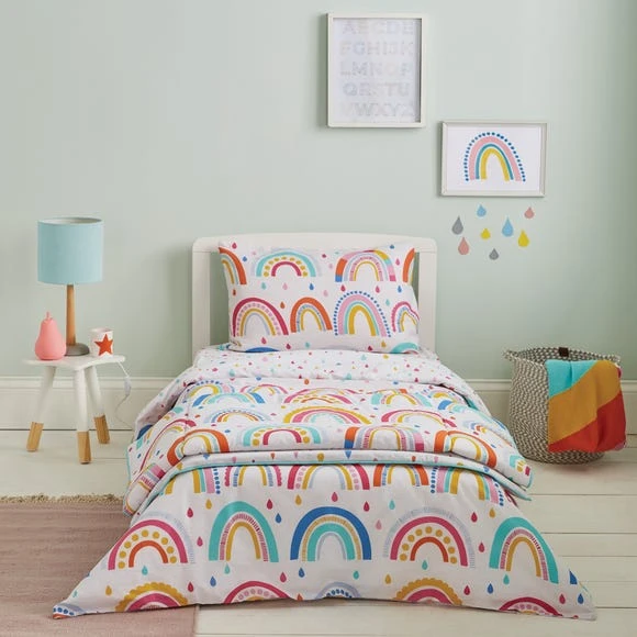 Elements Rainbow Reversible 100% Cotton Cot Bed / Toddler Duvet Cover and Pillowcase Set Patterned, Duvet Cover Sets 2 Elements Rainbow Reversible 100% Cotton Cot Bed / Toddler Duvet Cover and Pillowcase Set Patterned, Duvet Cover Sets - Image 2