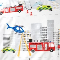 Dunelm Emergency Services Reversible 100% Cotton Duvet Cover and Pillowcase Set Red, Patterned, Duvet Cover Sets -Eve Home And Furniture Shop 1000182128 alt04