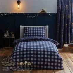 Harry Potter Hogwarts Glow in The Dark Duvet Cover and Pillowcase Set Patterned, Duvet Cover Sets, Light Blue -Eve Home And Furniture Shop 1000182131 alt01