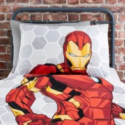 Disney Marvel Iron Man Reversible Duvet Cover and Pillowcase Set Duvet Cover Sets, Patterned, Polycotton -Eve Home And Furniture Shop 1000182134 alt02