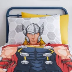 Dunelm Marvel Thor Reversible Duvet Cover and Pillowcase Set Duvet Cover Sets, Polycotton, Patterned -Eve Home And Furniture Shop 1000182142 alt03