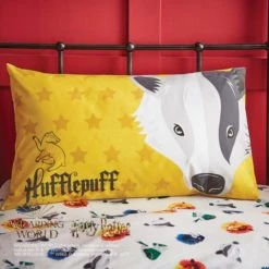Harry Potter Hufflepuff House Reversible Duvet Cover and Pillowcase Set Polycotton, Yellow, Duvet Cover Sets -Eve Home And Furniture Shop 1000182146 alt03