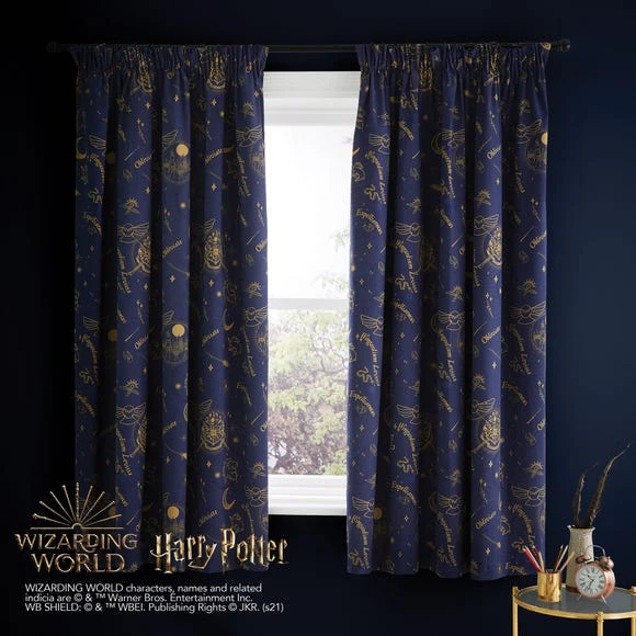 Harry Potter Hogwarts Blackout Pencil Pleat Curtains Polyester, MultiColoured, Patterned 2 Harry Potter Hogwarts Blackout Pencil Pleat Curtains Polyester, MultiColoured, Patterned - Image 2