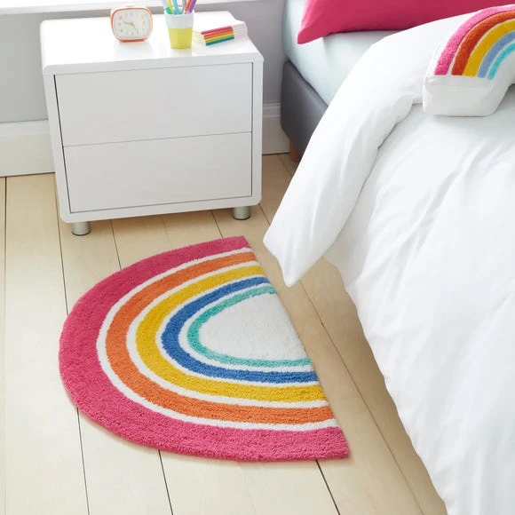 Dunelm Pink Rainbow Rug Patterned, Rugs, Polycotton 2 Dunelm Pink Rainbow Rug Patterned, Rugs, Polycotton - Image 2