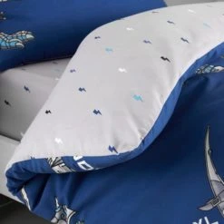 Catherine Lansfield Blue Dinobot Duvet Cover and Pillowcase Set Light Blue, Dinosaur, Patterned 9 Catherine Lansfield Blue Dinobot Duvet Cover and Pillowcase Set Light Blue, Dinosaur, Patterned -Eve Home And Furniture Shop 1000184208 alt02