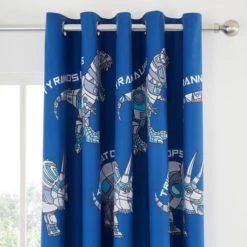 Catherine Lansfield Blue Dinobot Blackout Eyelet Curtains Polycotton, Patterned, Dinosaur -Eve Home And Furniture Shop 1000184209 alt01