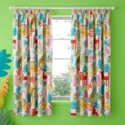 Cosatto Tiger Tropics Pencil Pleat Curtains Cotton, Patterned -Eve Home And Furniture Shop 1000185004 alt01
