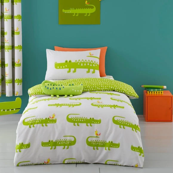Cosatto Crocodile Smiles 100% Cotton Reversible Duvet Cover and Pillowcase Set Printed, Animals, MultiColoured 2 Cosatto Crocodile Smiles 100% Cotton Reversible Duvet Cover and Pillowcase Set Printed, Animals, MultiColoured - Image 2