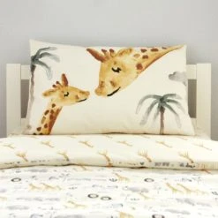 Dunelm Safari Natural 100% Cotton Cot Bed / Toddler Duvet Cover and Pillowcase Set Safari Safari, Boho, Reversible -Eve Home And Furniture Shop 1000185207 alt01