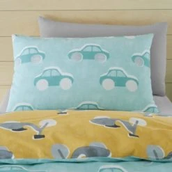 Dunelm Retro Cars Blue 100% Cotton Reversible Duvet Cover and Pillowcase Set Duvet Cover Sets, Light Blue, Patterned -Eve Home And Furniture Shop 1000186780 alt02