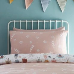 Dunelm Fashion Bunnies Pink 100% Cotton Reversible Duvet Cover and Pillowcase Set Printed, Animals, Duvet Cover Sets -Eve Home And Furniture Shop 1000186783 alt04
