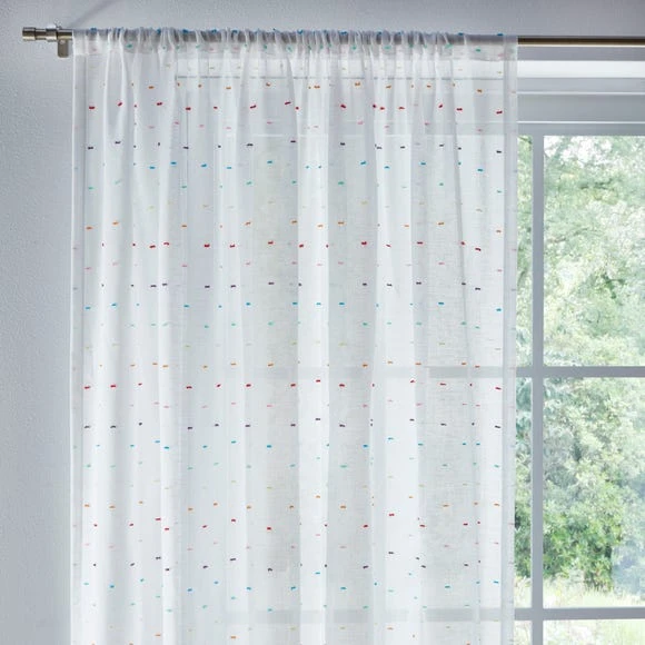 Dunelm Clipped Multicoloured Voile Voile Panels, Spotted, Polyester 3 Dunelm Clipped Multicoloured Voile Voile Panels, Spotted, Polyester - Image 3