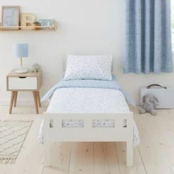 Dunelm Doodle Dino Blue 100% Cotton Reversible Cot Bed / Toddler Duvet Cover and Pillowcase Set Dinosaur, Duvet Cover Sets, Animals -Eve Home And Furniture Shop 1000186791 alt01