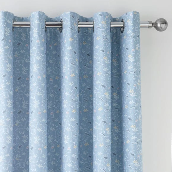 Dunelm Doodle Dino Blue Blackout Eyelet Curtains Light Blue, Dinosaur, Patterned 3 Dunelm Doodle Dino Blue Blackout Eyelet Curtains Light Blue, Dinosaur, Patterned - Image 3