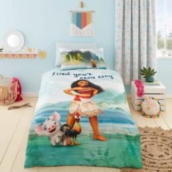 Disney Moana 100% Cotton Reversible Duvet Cover and Pillowcase Set Duvet Cover Sets, MultiColoured, Patterned -Eve Home And Furniture Shop 1000186808 alt01