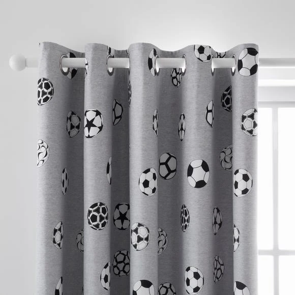 Dunelm Football Grey and White Blackout Eyelet Curtains MultiColoured, Polycotton, Patterned 3 Dunelm Football Grey and White Blackout Eyelet Curtains MultiColoured, Polycotton, Patterned - Image 3